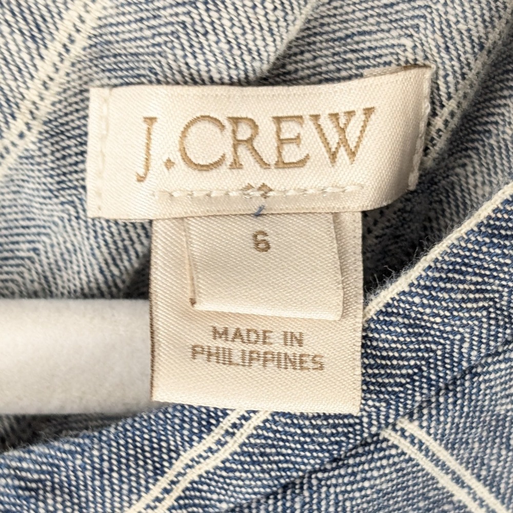 J Crew Striped 100% Cotton Sleeveless Mini Dress Size 6 Blue Coastal Nautical - Picture 6 of 10